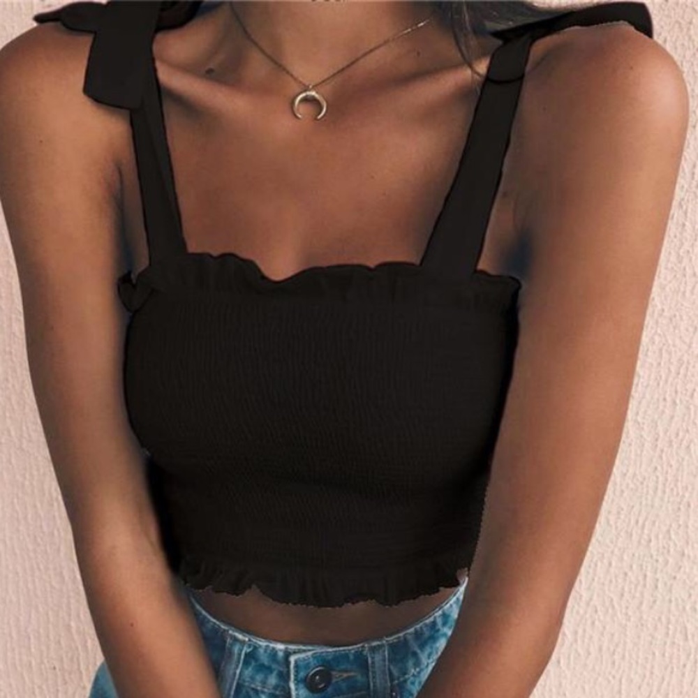 ‘Summer’ Black Crop Top - Picture 3 of 6